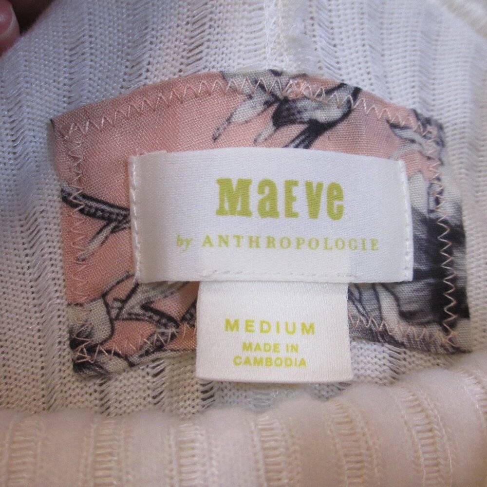 Maeve by Anthropologie Cream Ribbed Chunky Knit Sweater Cowl Neck Size Medium - Picture 8 of 11
